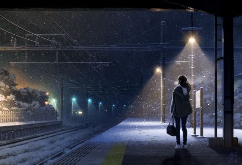 Anime Train Station Hd Wallpaper By Monorisu