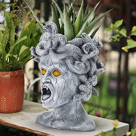 Resin Medusa Head Planter Large Solar Powered Medusa Garden Light Goddess Ebay