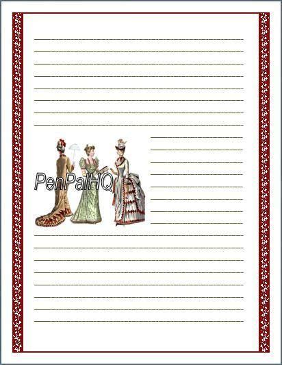 Victorian Ladies Printable Stationery Sheet Digital Download Pen Pal