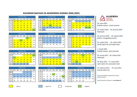 Kalendar Nastave Visoko Učilište