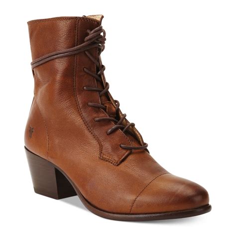 Frye Womens Courtney Lace Up Booties In Brown Cognac Lyst
