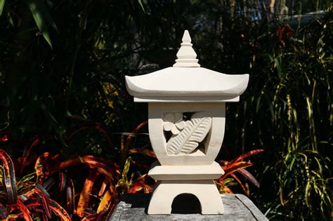 New Balinese Hand Carved Limestone Lantern Bali Frangipani Garden La