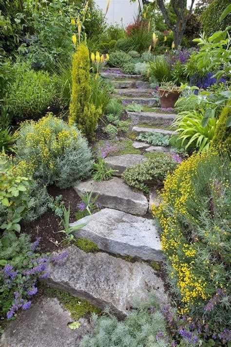 Here, wide terraces create planting spaces for individual garden rooms on each level. 20+ Awesome DIY Garden Pathway Steps On A Slope | Sloped ...