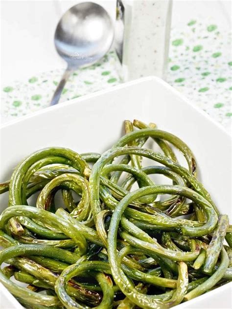 Grilled Garlic Scapes In A Bowl Ready To Eat Scape Recipe Recipe