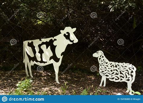 Two Dimensional Cutout. Ccow And Sheep By French Artist Danu. Editorial ...
