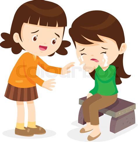 Girl Comforting Her Crying Friend Stock Vector Colourbox