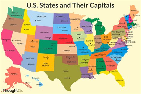 Map Of United States And Capitals Printable