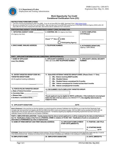 Eta Form 9062 Fill Out Sign Online And Download Fillable Pdf