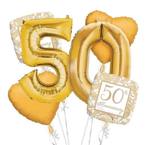50th Anniversary Balloon Bouquet 6pc Party City 50th Wedding