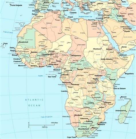 Large Detailed Political Map Of Africa With Major Roads Capitals And