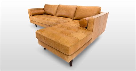 Sven Charme Tan Right Sectional Sofa Sectionals Bryght Modern