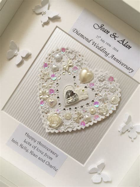 Beautiful anniversary gift - diamond wedding celebration. Handmade by