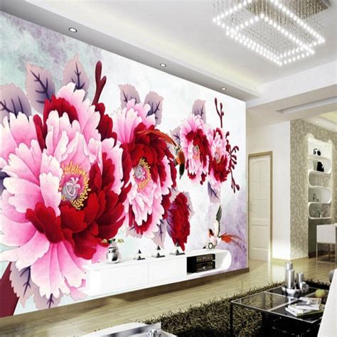 Beibehang Large Custom Wallpaper Hd Chinese Painting Peony Living Room