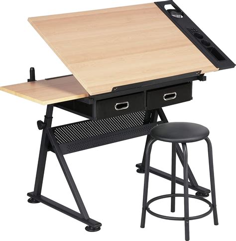 Amazon Com Yaheetech Height Adjustable Drafting Table Drawing Table Artist Desk Tilting