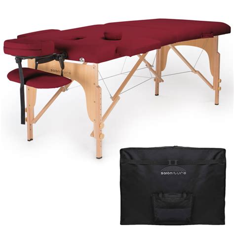 Professional Portable Folding Massage Table With Carrying Case Burgundy Saloniture