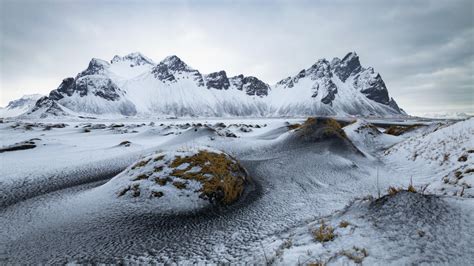 Download Wallpaper 1366x768 Glacier Mountains Landscape Iceland