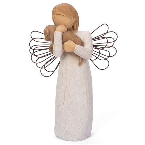 Willow Tree Angel Of Friendship Standing Holding Puppy Dog Wire Wings