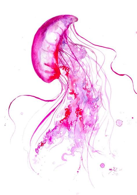 Watercolor Jellyfish Series By Jessica Durrant Print From Original