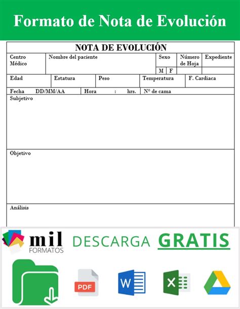 Nota De Evolución 【 Ejemplos Plantillas 】word Excel Canva