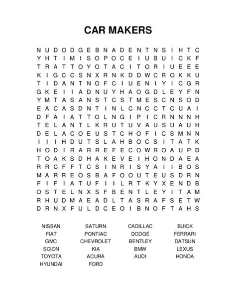Car Makers Word Search