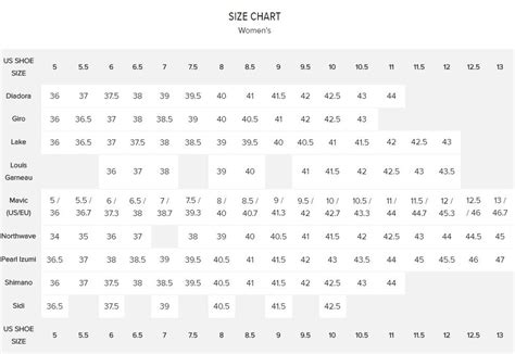 Shimano Mountain Bike Shoes Size Chart