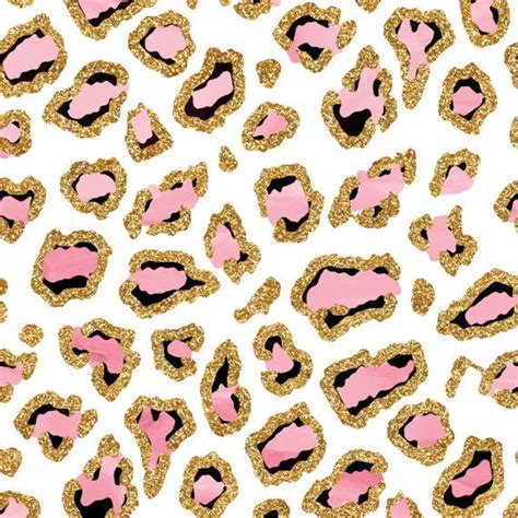 Pink And Gold Glitter Leopard Print Fabric Leopard In Fancy