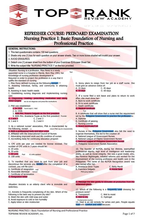NP1 - test - NURSING PRACTICE I: Basic Foundation of Nursing and