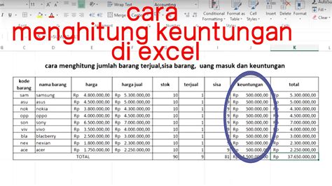 Download Cara Menghitung Keuntungan Penjualan Di Ms Excel Youtube