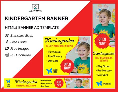 Kindergarten Playschool Banner Kids School Ad Banner Banner Designs