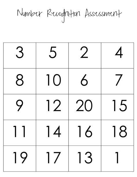 Printable Number Chart 1 20 Activity Shelter