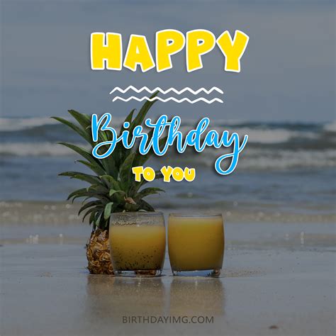 Free Happy Birthday Image With Beach And Drinks