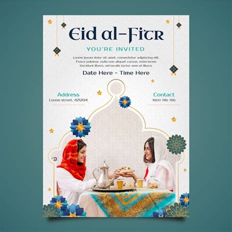 Free Vector Realistic Eid Al Fitr Invitation Template