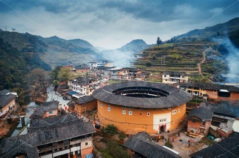 Fujian Tulou Aerial View In China Songquan Photography