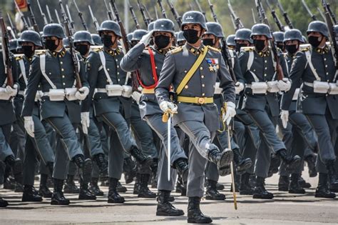 Chilean Army On Parade With Their German And Prussian Uniforms Military