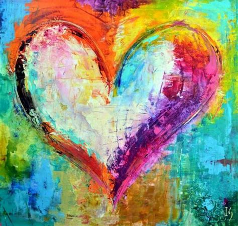 Multi Color Heart Heart Painting Diy Painting Canvas Painting Canvas