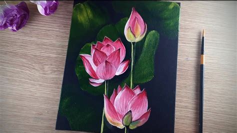 Step By Step Lotus Painting For Beginners Acrylic Painting Technique
