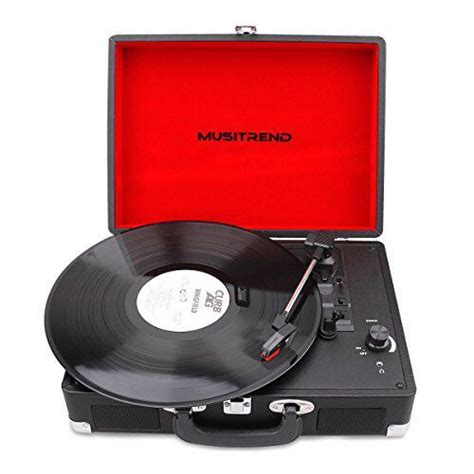 Musitrend Bluetooth Turntable Portable Suitcase Audio Portable Music