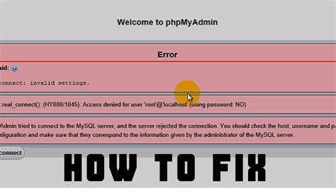 SOLVED Access Denied For User Root Localhost Using Password NO XAMPP YouTube