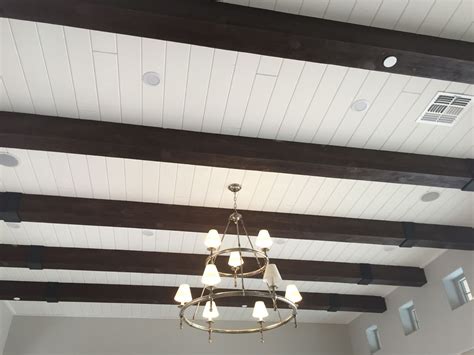 Amazing gallery of interior design and decorating ideas of paneled ceiling in bedrooms, living rooms, dens/libraries/offices, dining rooms. Love the contrast of our white v-groove Belgian White Ale ...