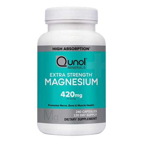 Qunol Magnesium Extra Strength 420mg Vegetarian Gluten Free 240