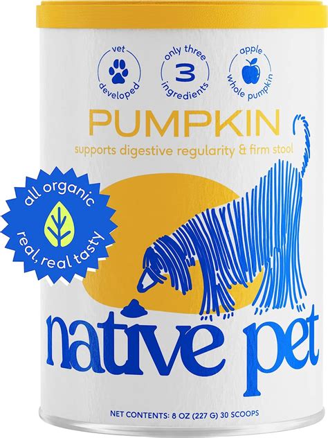 Native Pet Organic Pumpkin For Dogs 8 Oz All Natural Organic Fiber