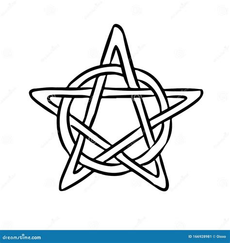 Pentacle Occult Sign In A Circle Pentagram Hand Drawn Magic Doodle