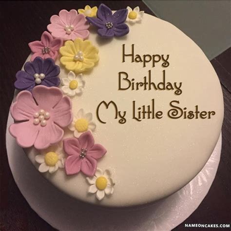 Write name on birthday cakes and cards wishes to her family. Happy Birthday my little sister Cake Images