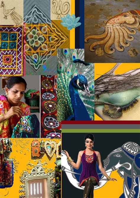 mood board inspired from ahir embroidery of gujarat | Mood board, New