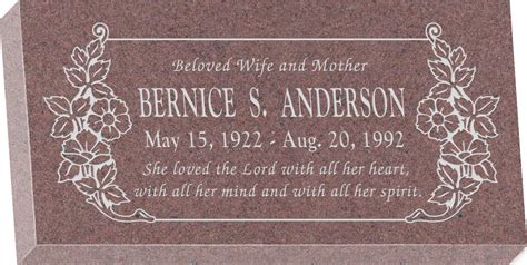 20" x 10" x 3" Flat Granite Headstone | Honor Life
