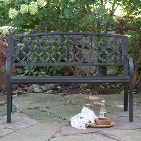 Coral Coast Crossweave Curved Back 4 Ft Metal Garden Bench Rugged And Rustic The Coral Coast