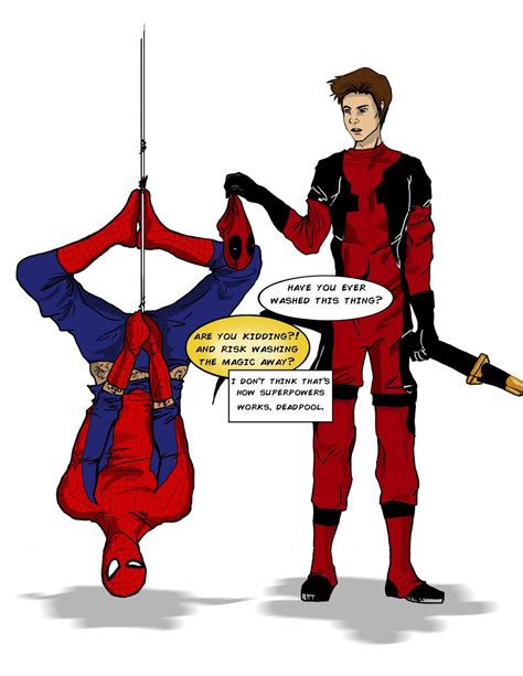 If you claim that something is on the dvd commentary, you must provide proof that it is (with a picture or quote). Spidey-Pool by LovisaD on deviantART | Spideypool, Deadpool and spiderman, Marvel vs