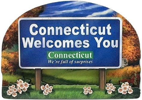 Connecticut State Welcome Sign Artwood Fridge Magnet