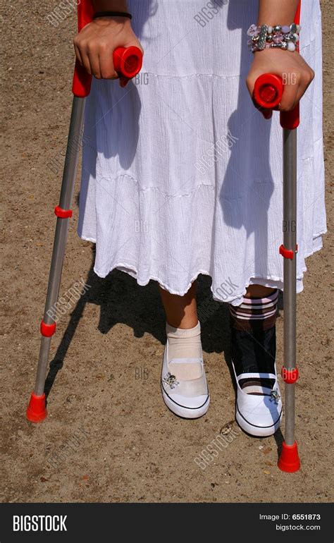 Girl Crutches Image And Photo Free Trial Bigstock