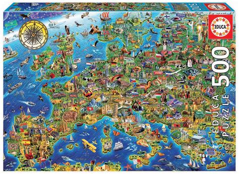 Educa Borras 17962 500 Crazy Europe Map Puzzle Multicoloured Amazon